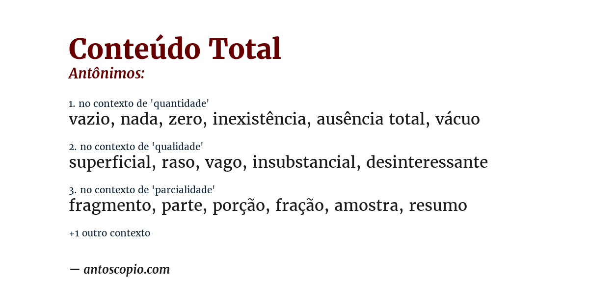 Antônimo de conteúdo total