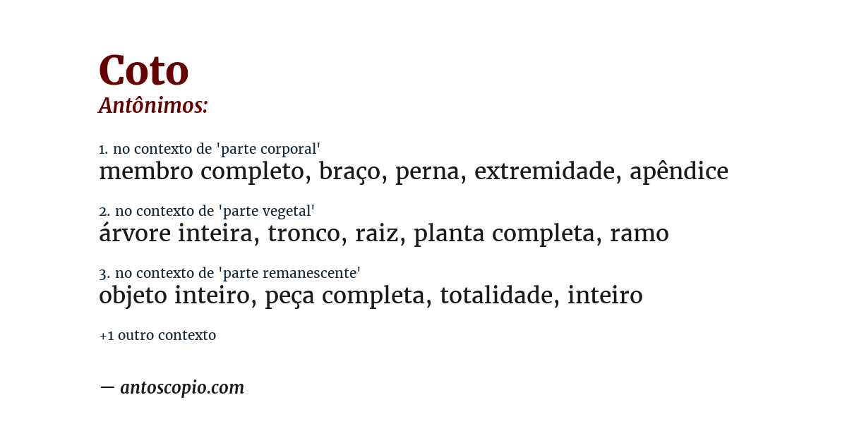 Antônimo de coto