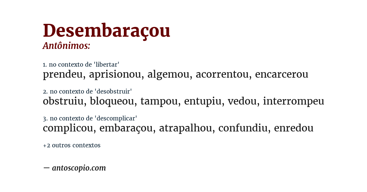 Antônimo de desembaraçou