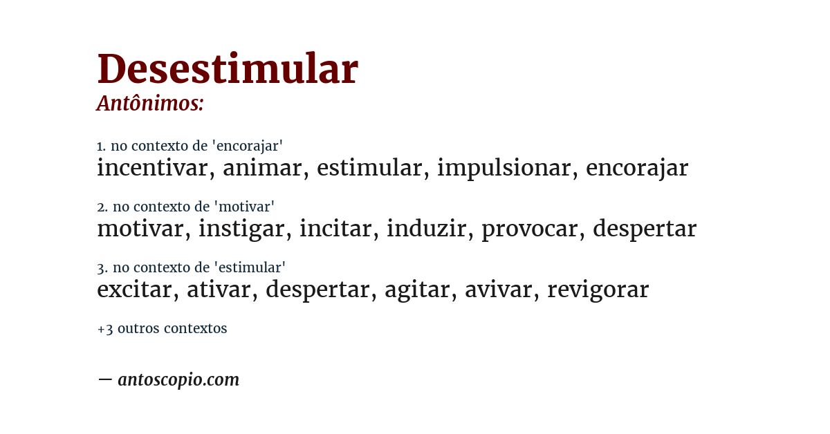 Antônimo de desestimular