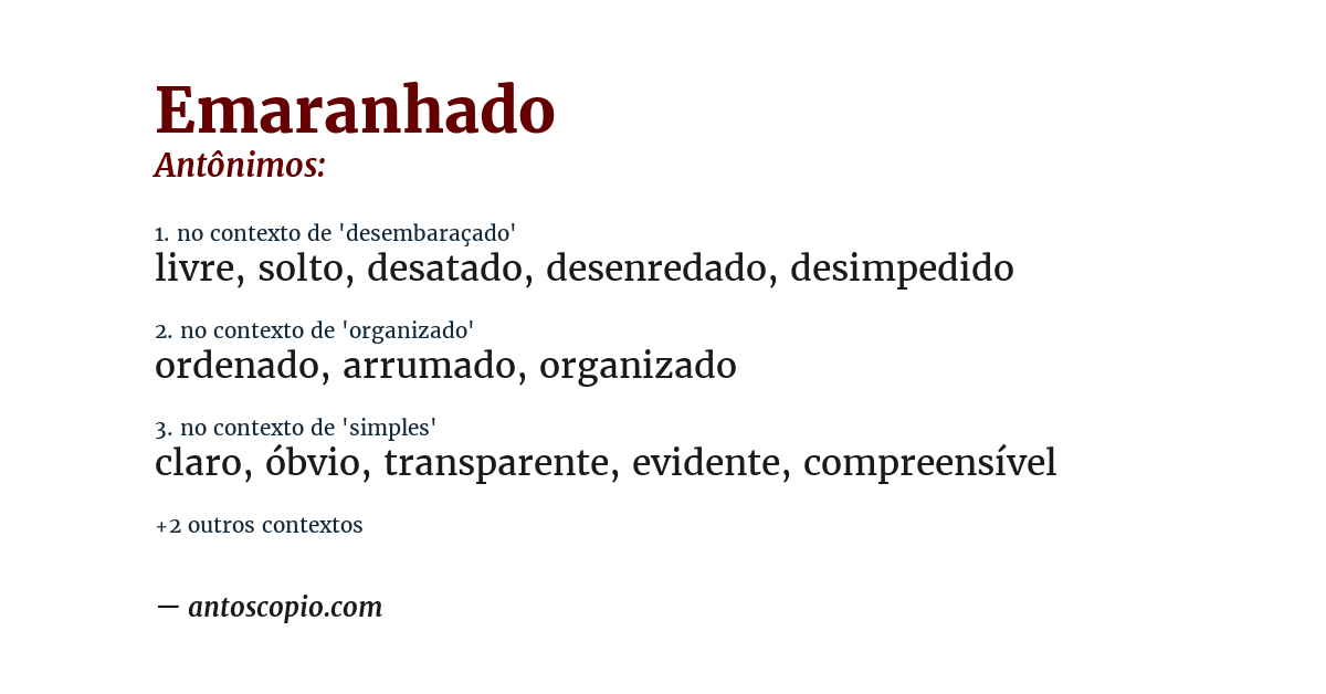 Antônimo de emaranhado