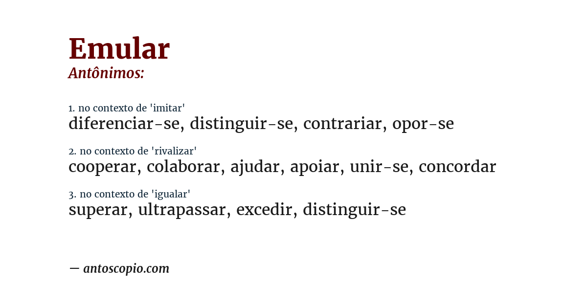 Antônimo de emular
