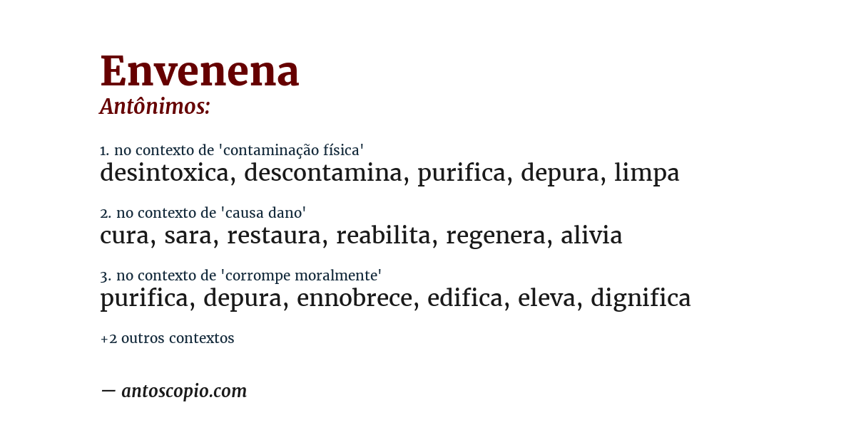 Antônimo de envenena
