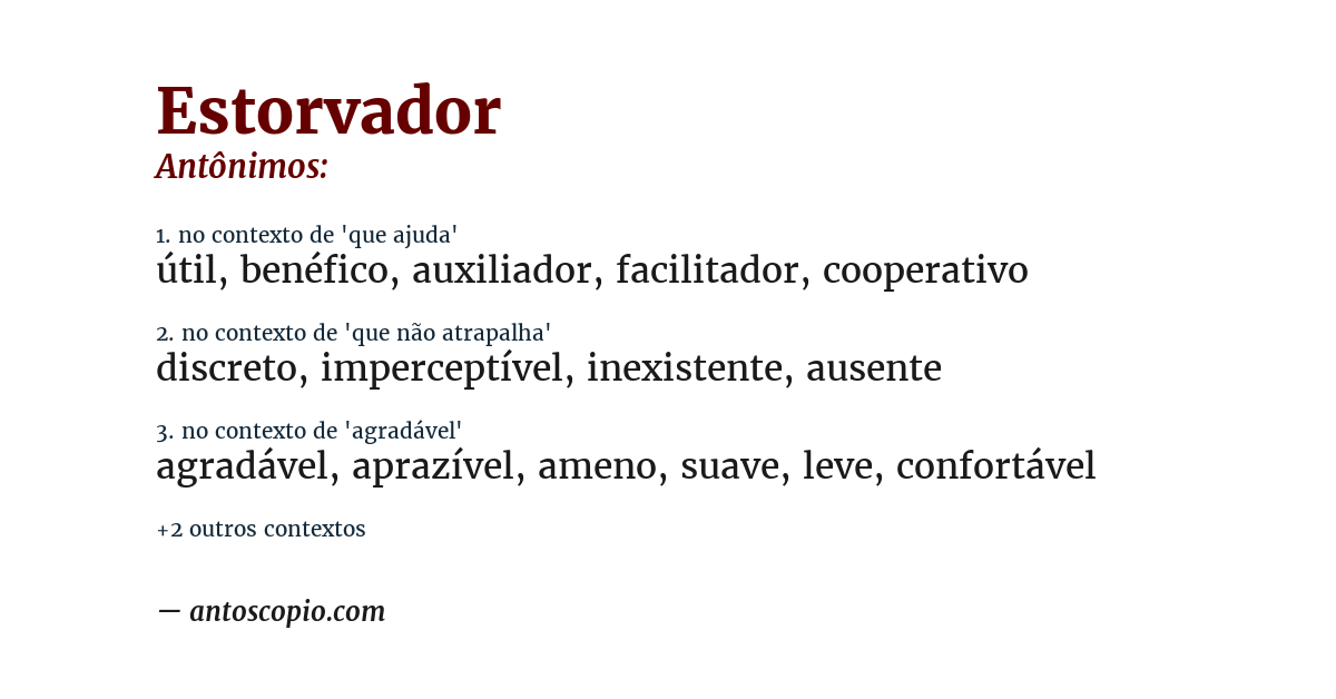 Antônimo de estorvador