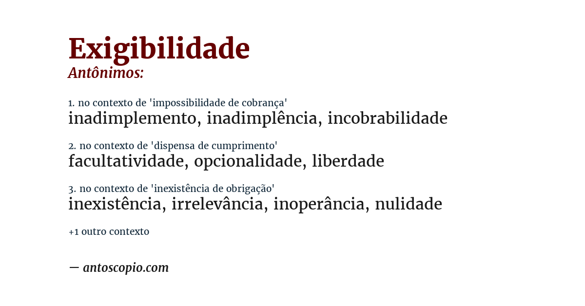 Antônimo de exigibilidade