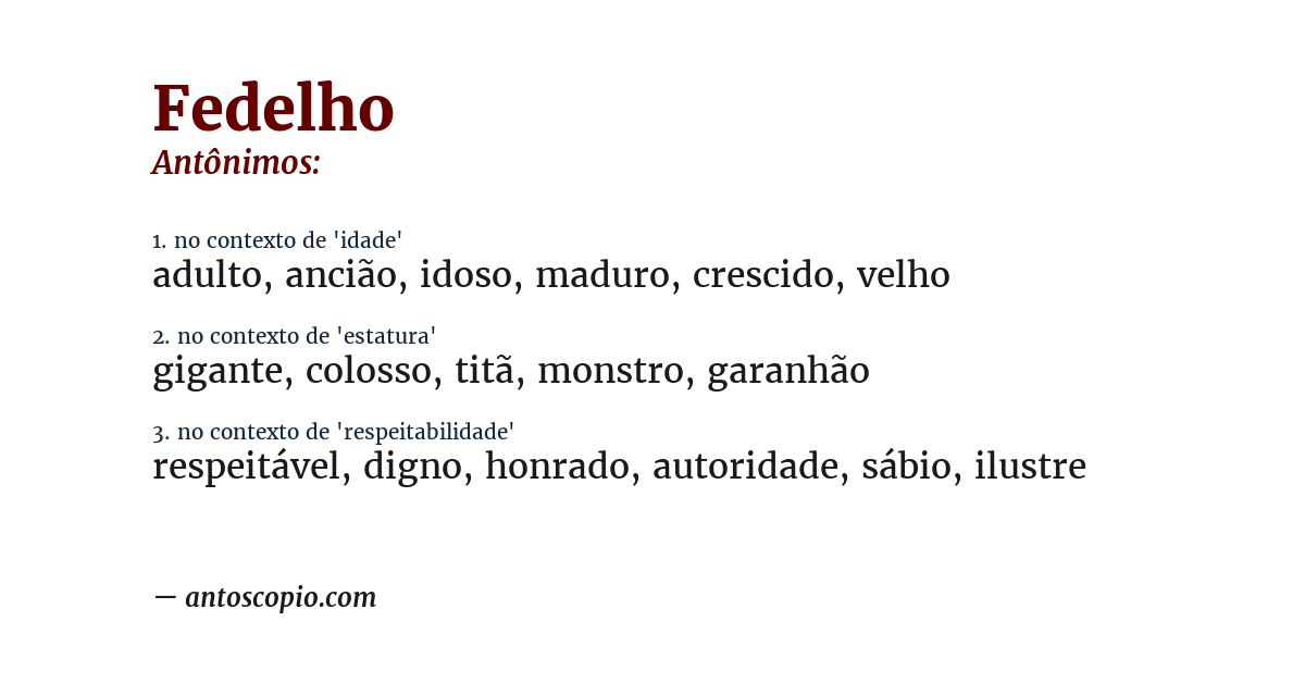 Antônimo de fedelho