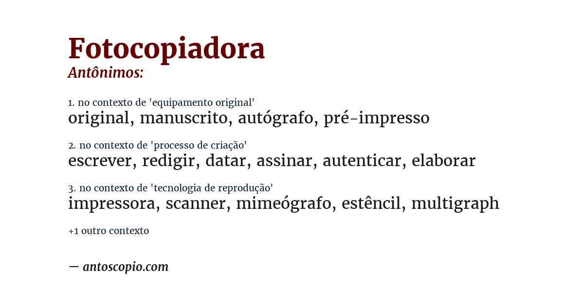 Antônimo de fotocopiadora