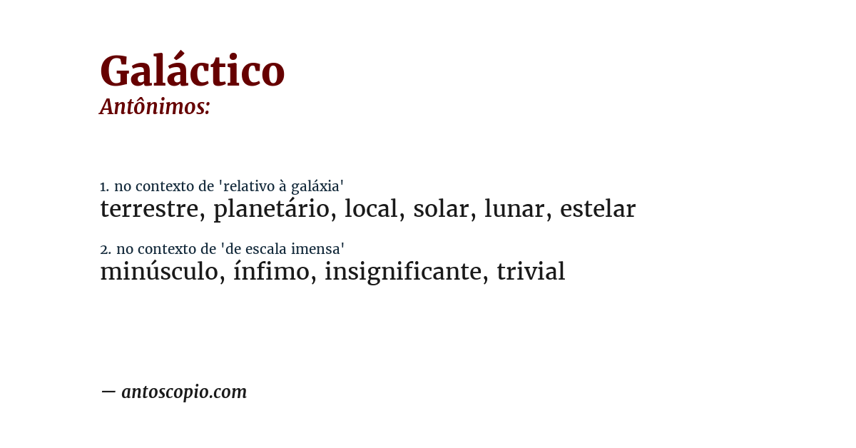 Antônimo de galáctico
