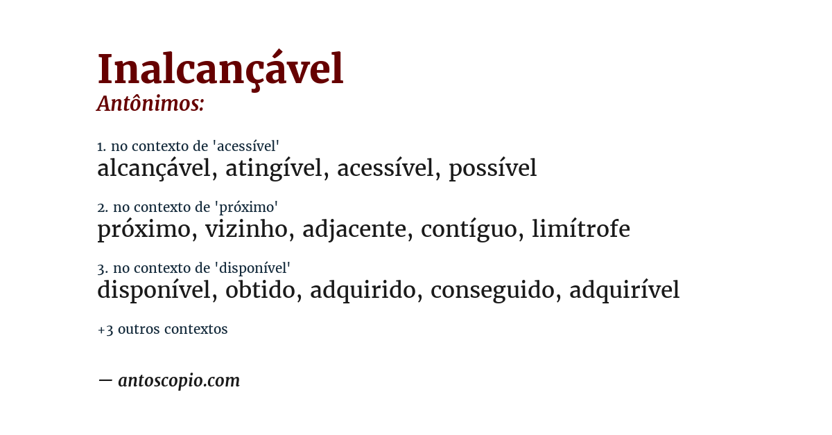 Antônimo de inalcançável