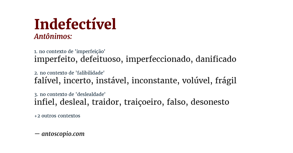 Antônimo de indefectível