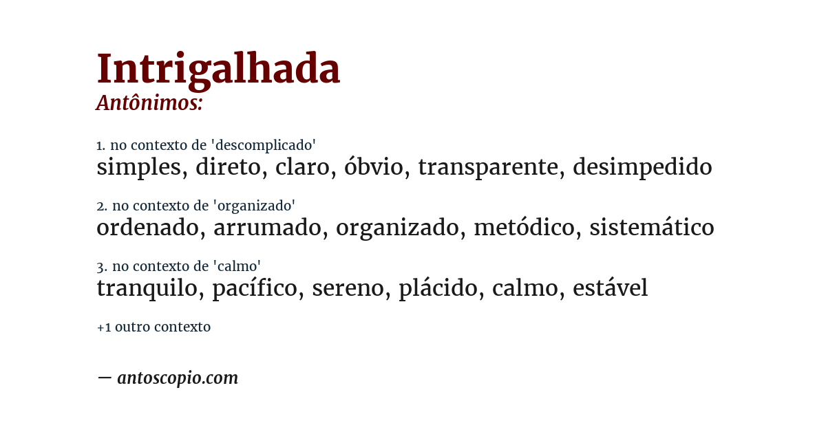Antônimo de intrigalhada