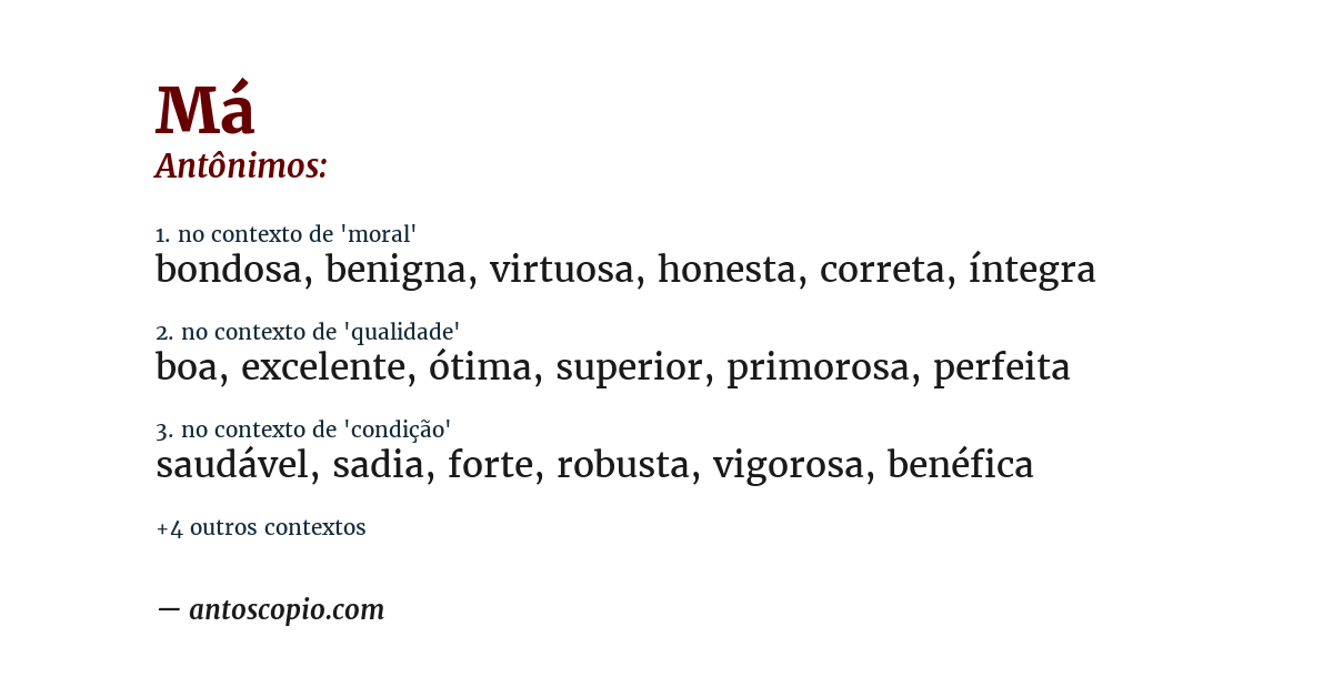 Antônimo de má