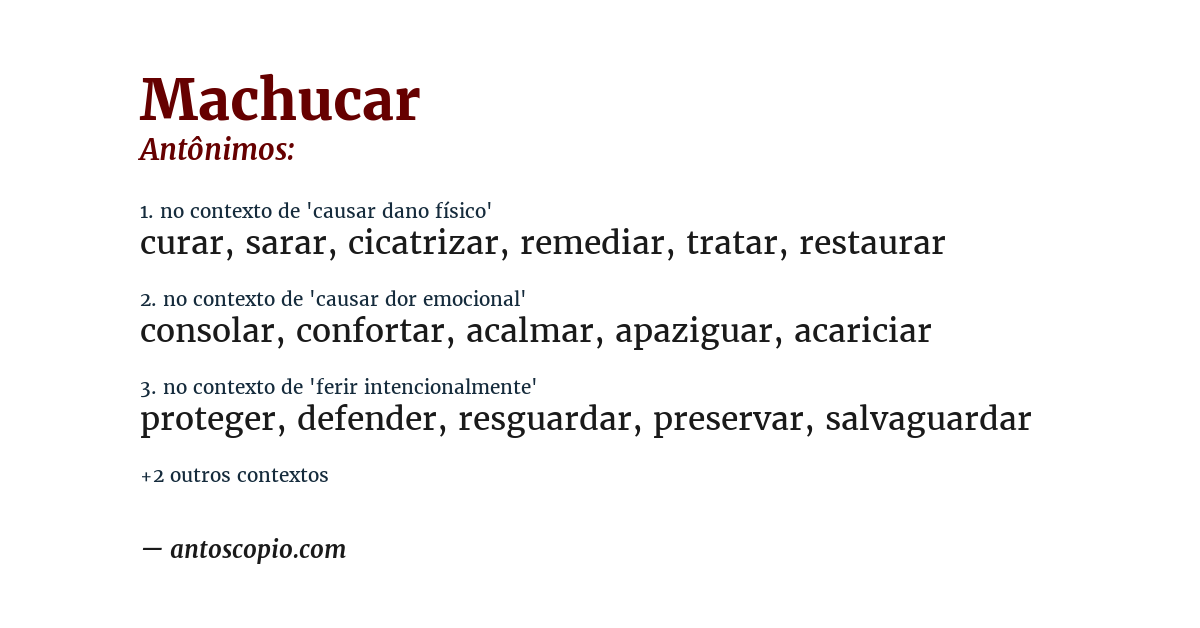 Antônimo de machucar