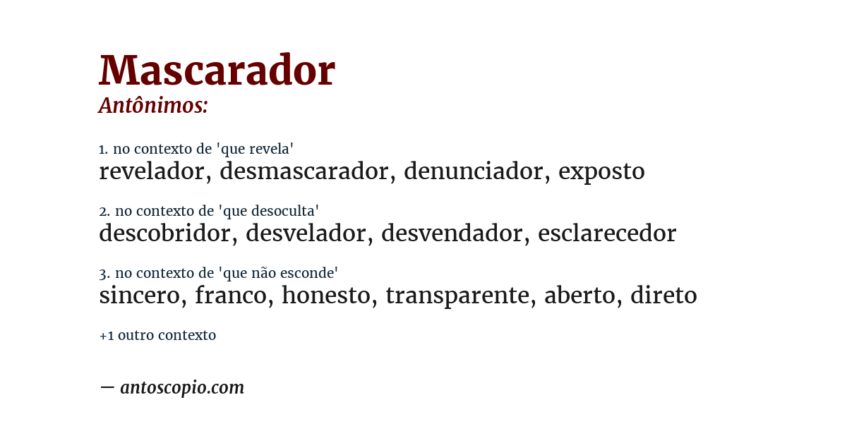 Antônimo de mascarador