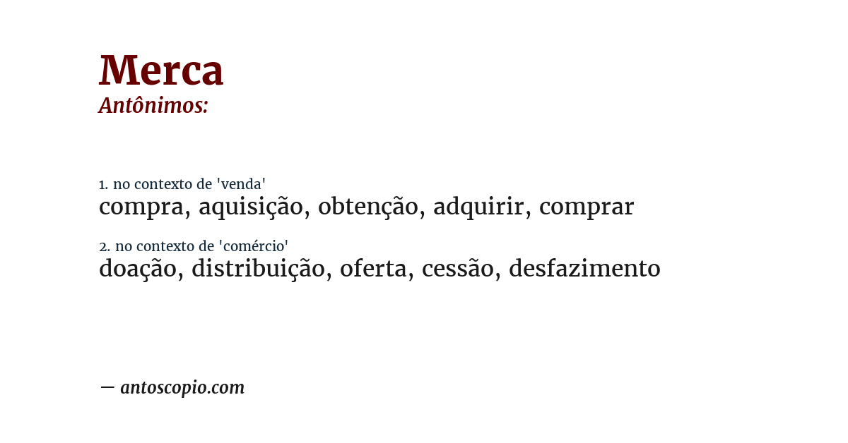 Antônimo de merca