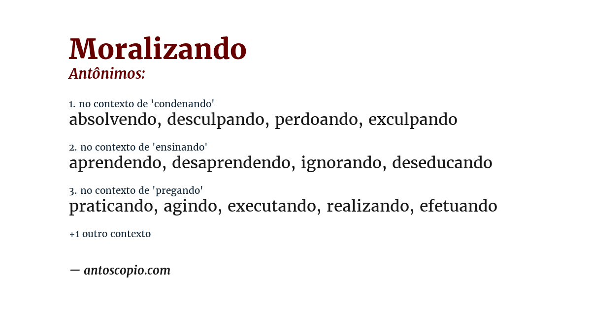 Antônimo de moralizando