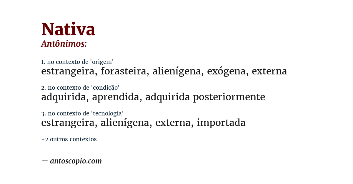 Antônimo de nativa