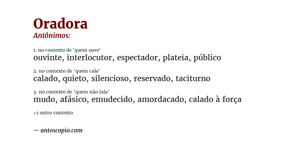 Antônimo de oradora