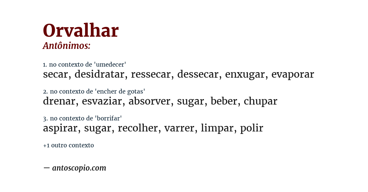 Antônimo de orvalhar