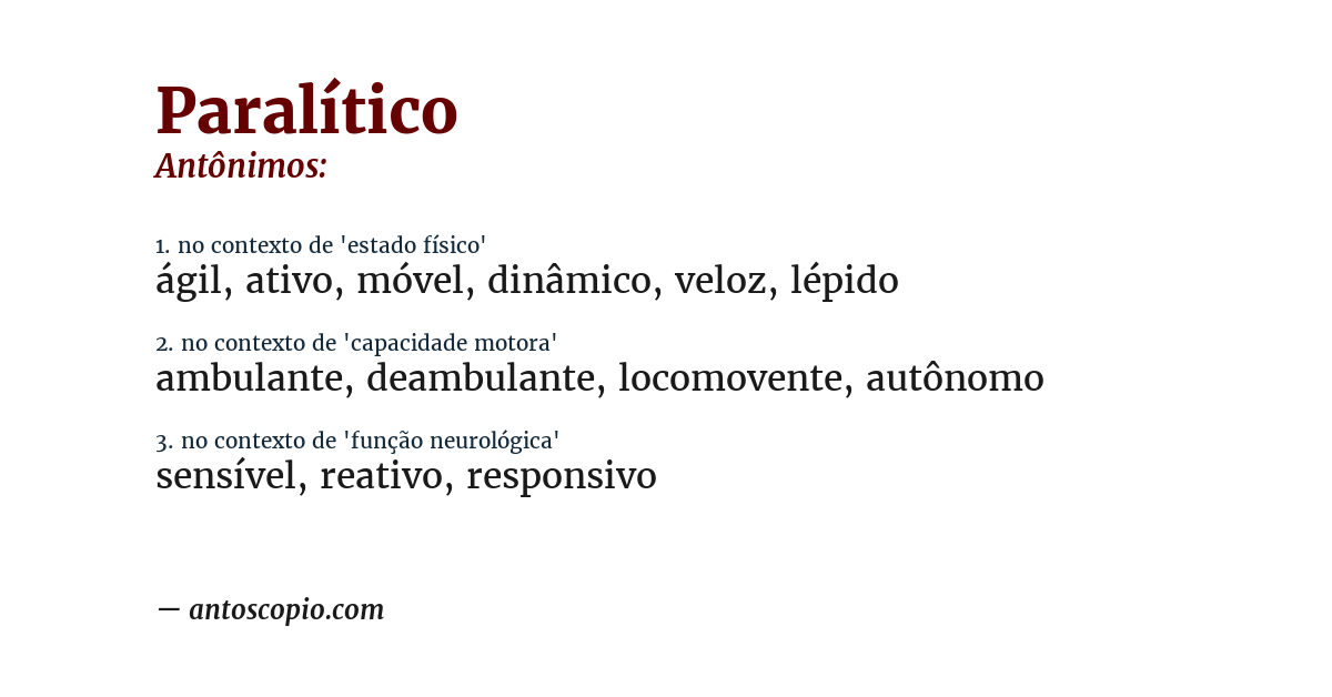 Antônimo de paralítico