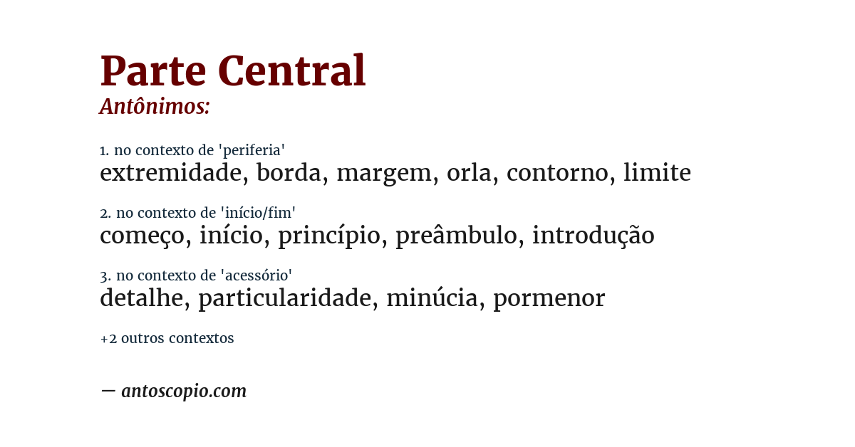 Antônimo de parte central