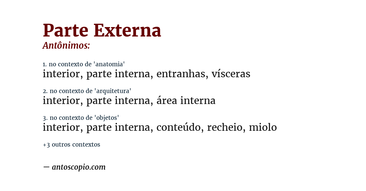 Antônimo de parte externa