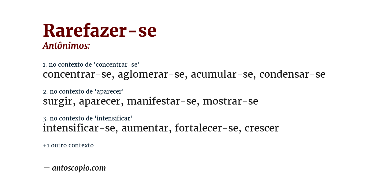 Antônimo de rarefazer-se