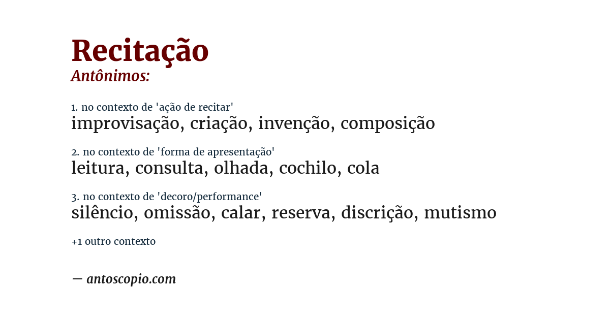Antônimo de recitação