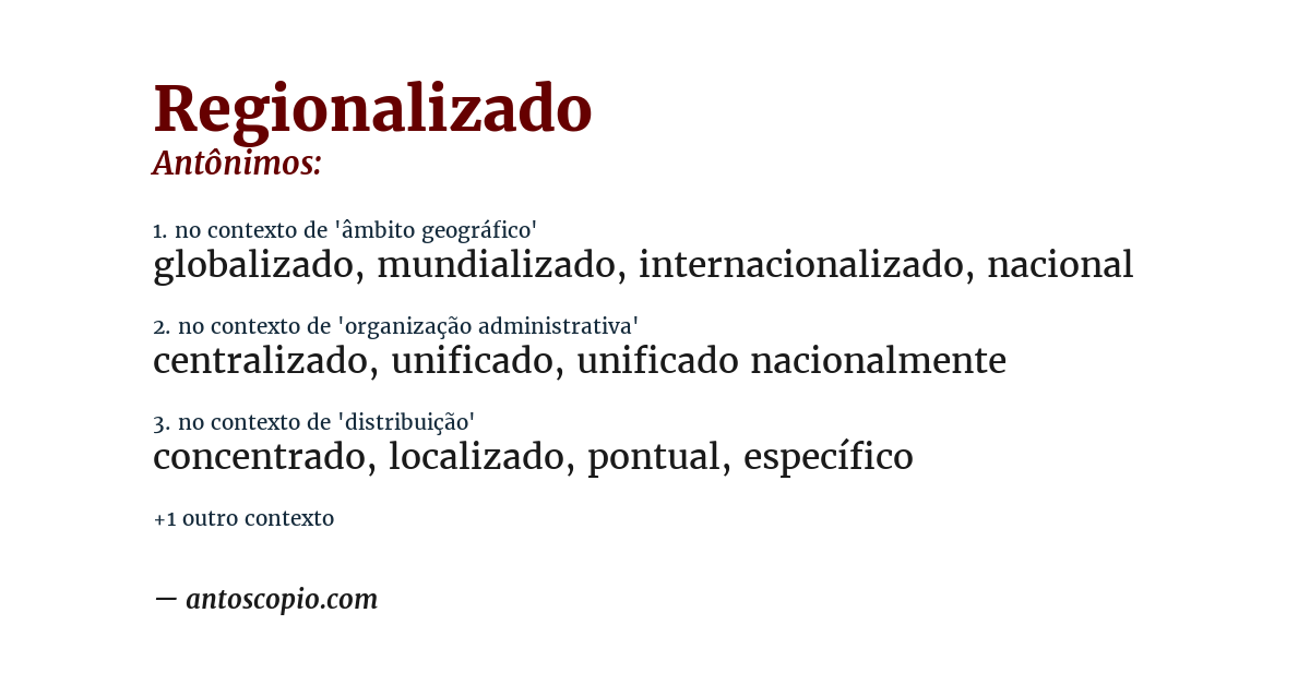 Antônimo de regionalizado