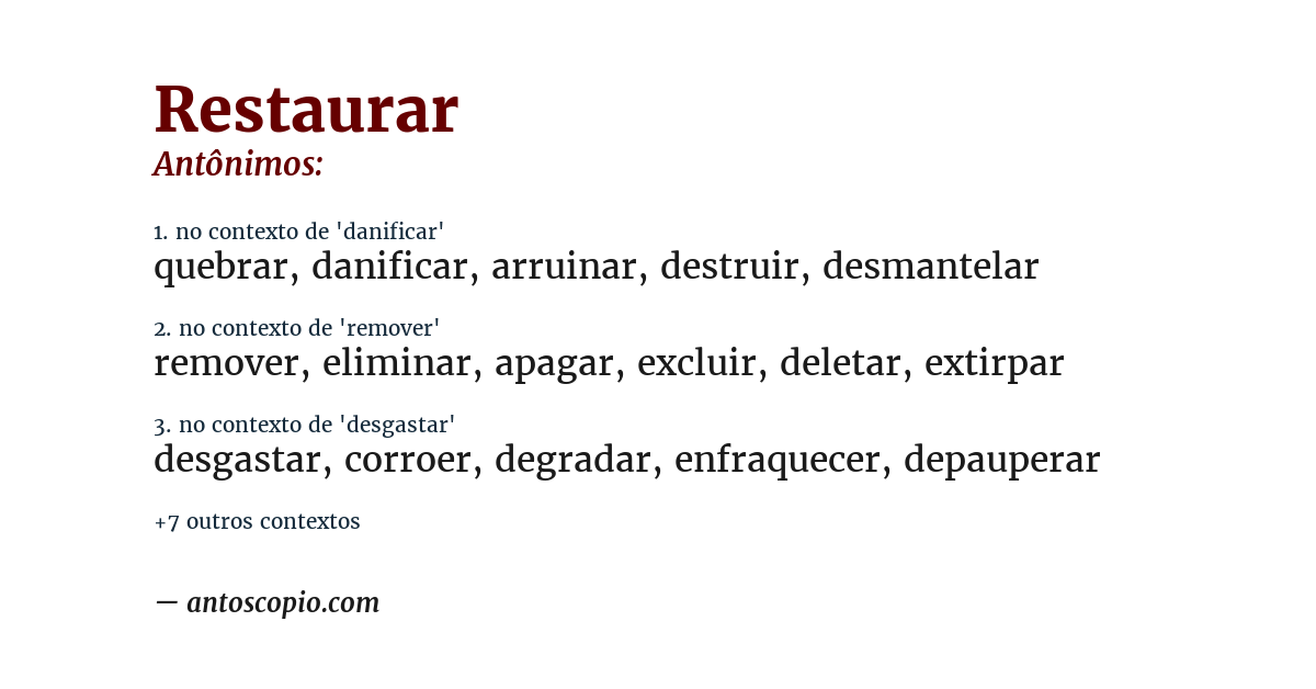 Antônimo de restaurar
