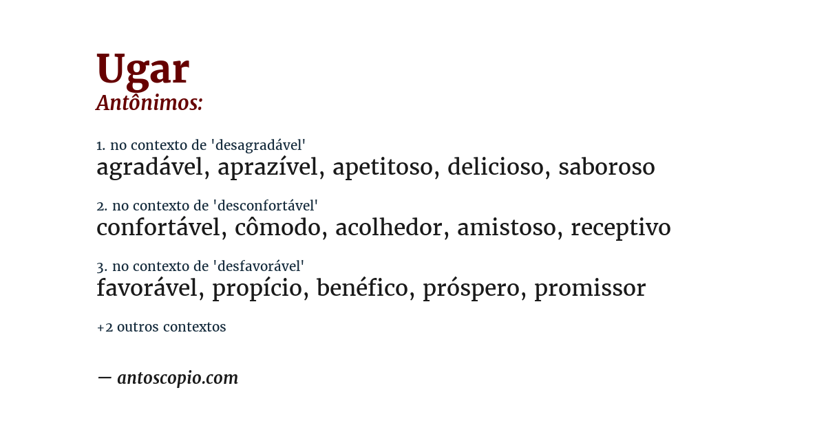 Antônimo de ugar
