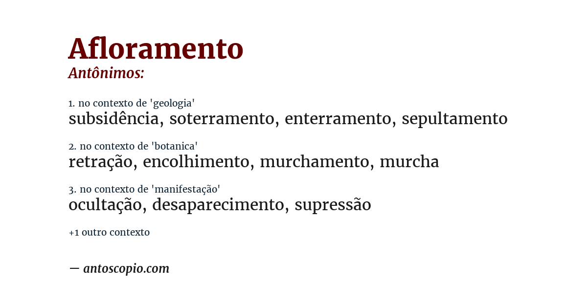 Antônimo de afloramento