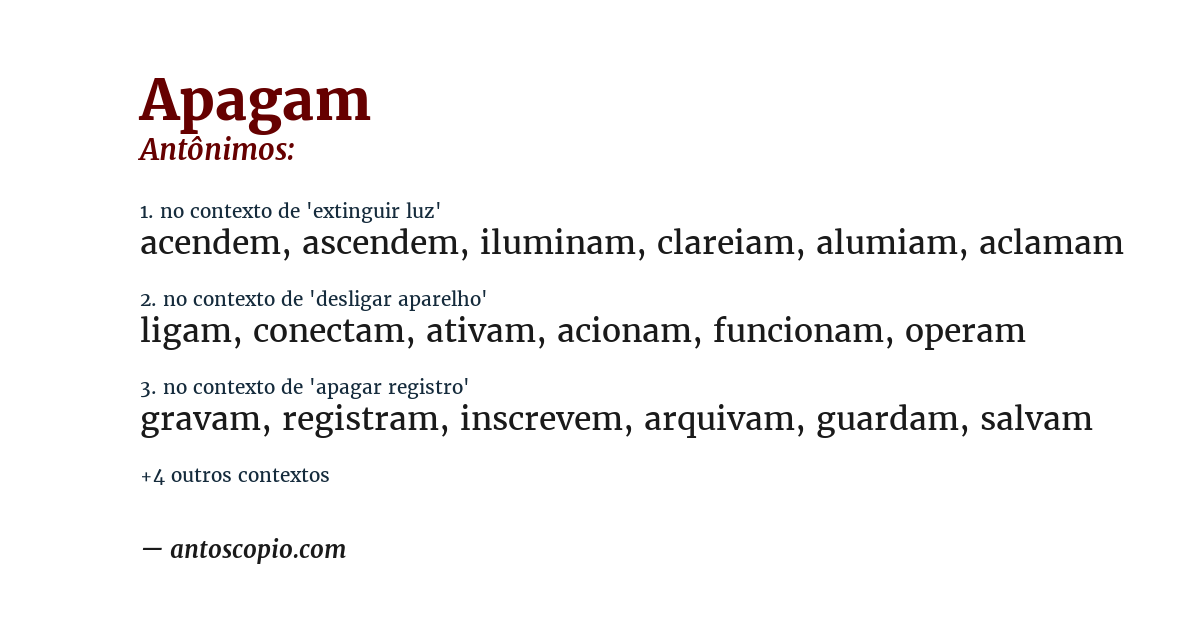 Antônimo de apagam