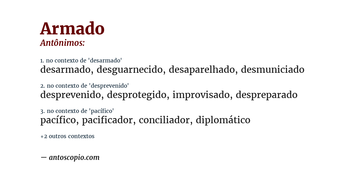 Antônimo de armado