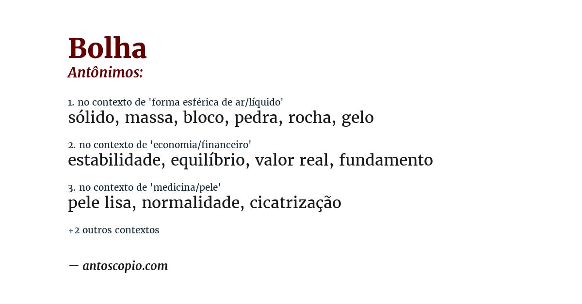 Antônimo de bolha