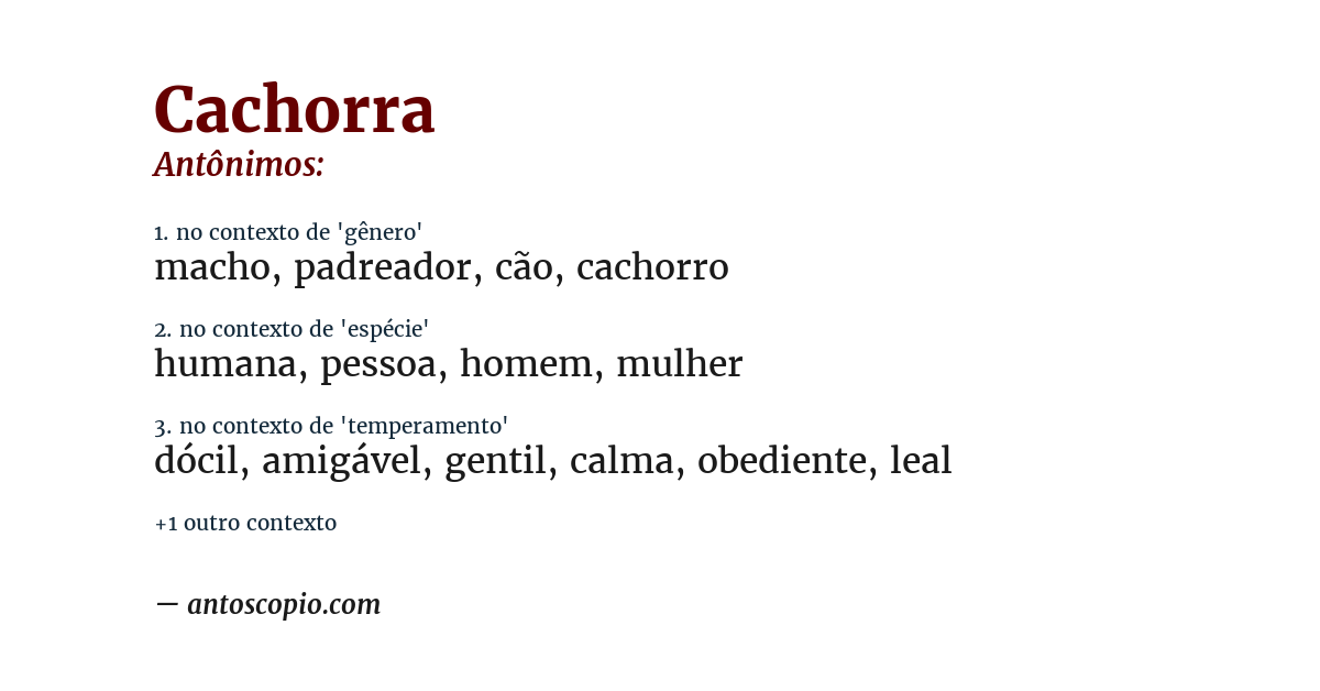 Antônimo de cachorra