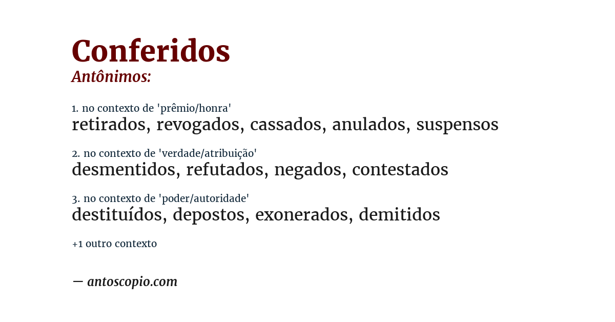 Antônimo de conferidos