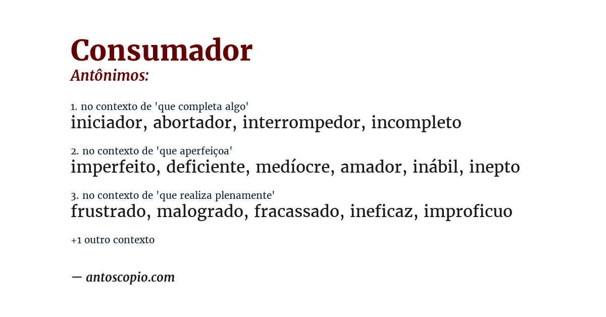 Antônimo de consumador