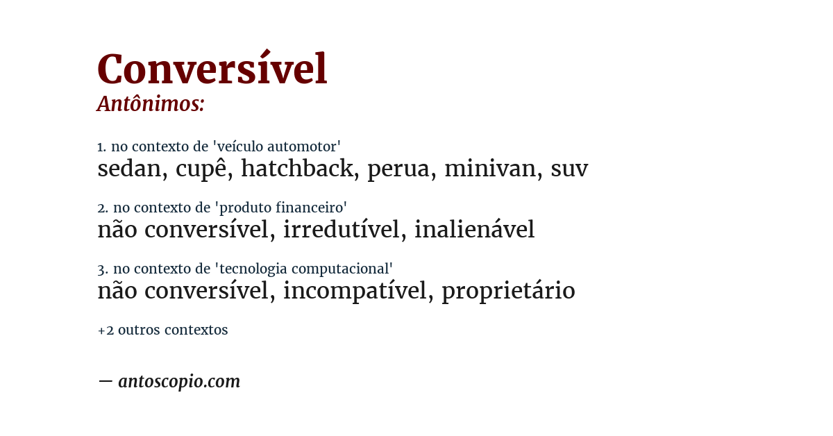 Antônimo de conversível