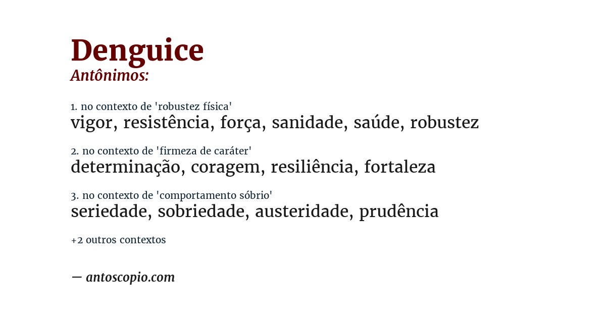 Antônimo de denguice