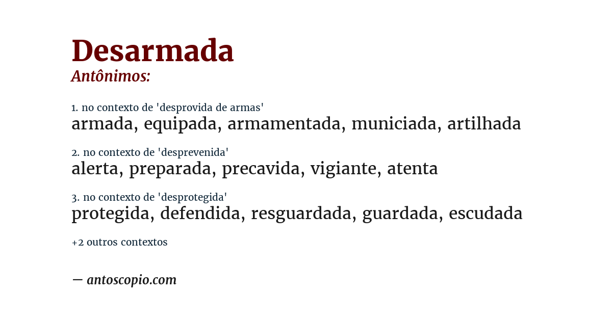 Antônimo de desarmada