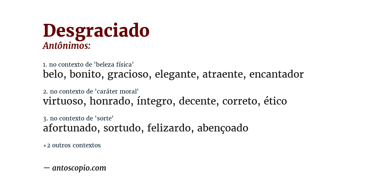 Antônimo de desgraciado
