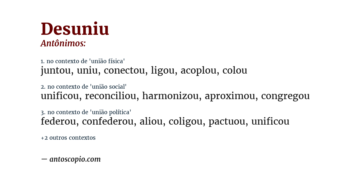 Antônimo de desuniu