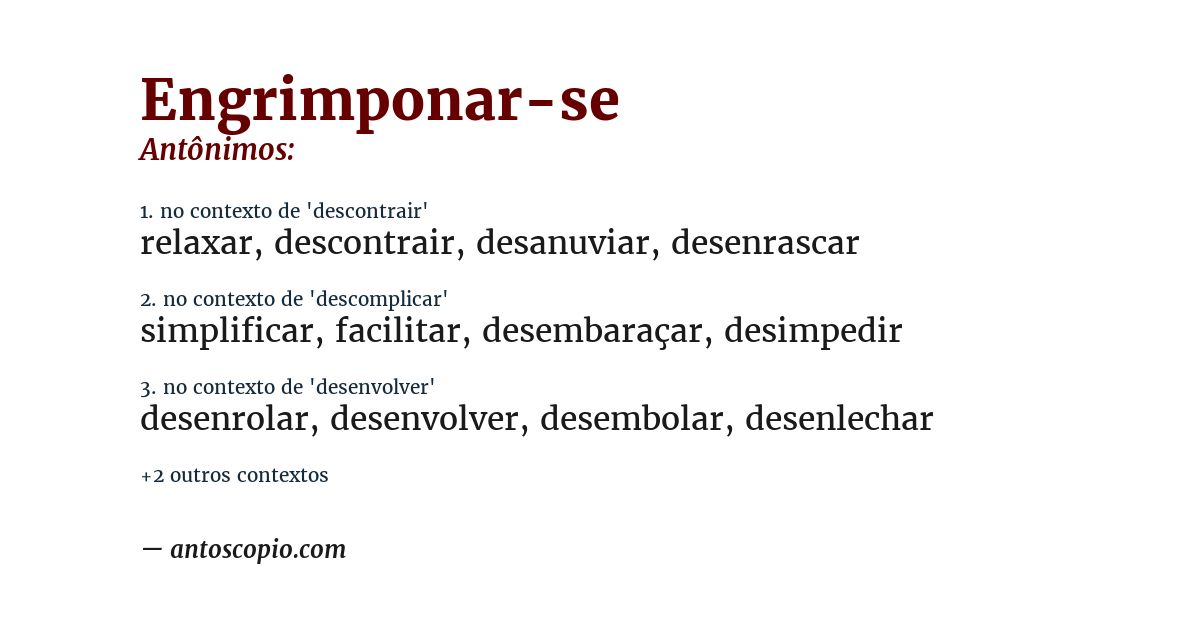 Antônimo de engrimponar-se