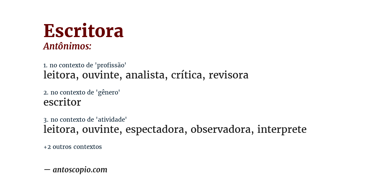 Antônimo de escritora