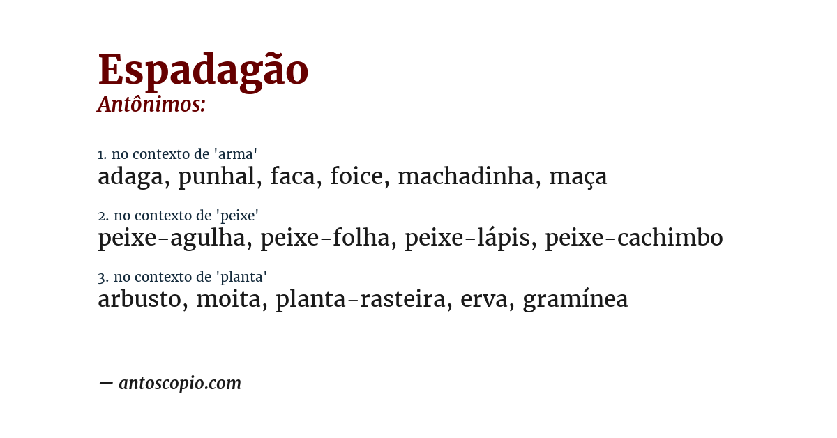 Antônimo de espadagão