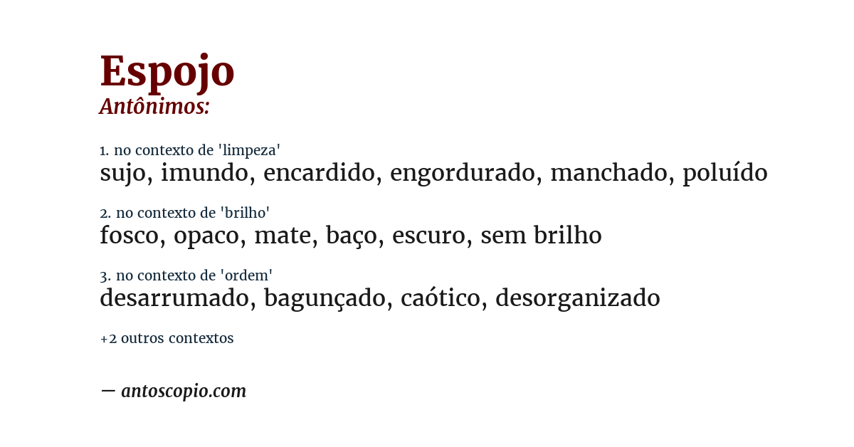 Antônimo de espojo