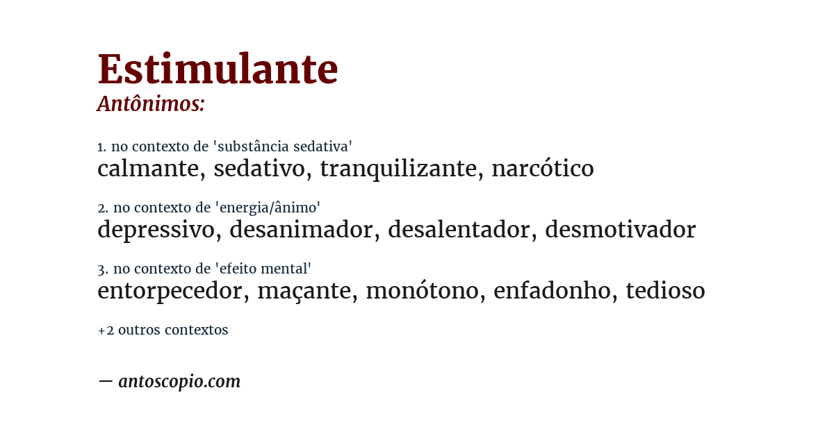 Antônimo de estimulante