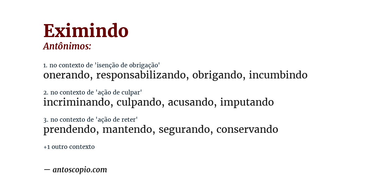 Antônimo de eximindo