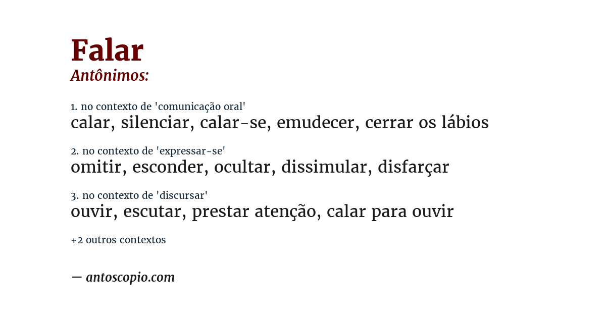 Antônimo de falar